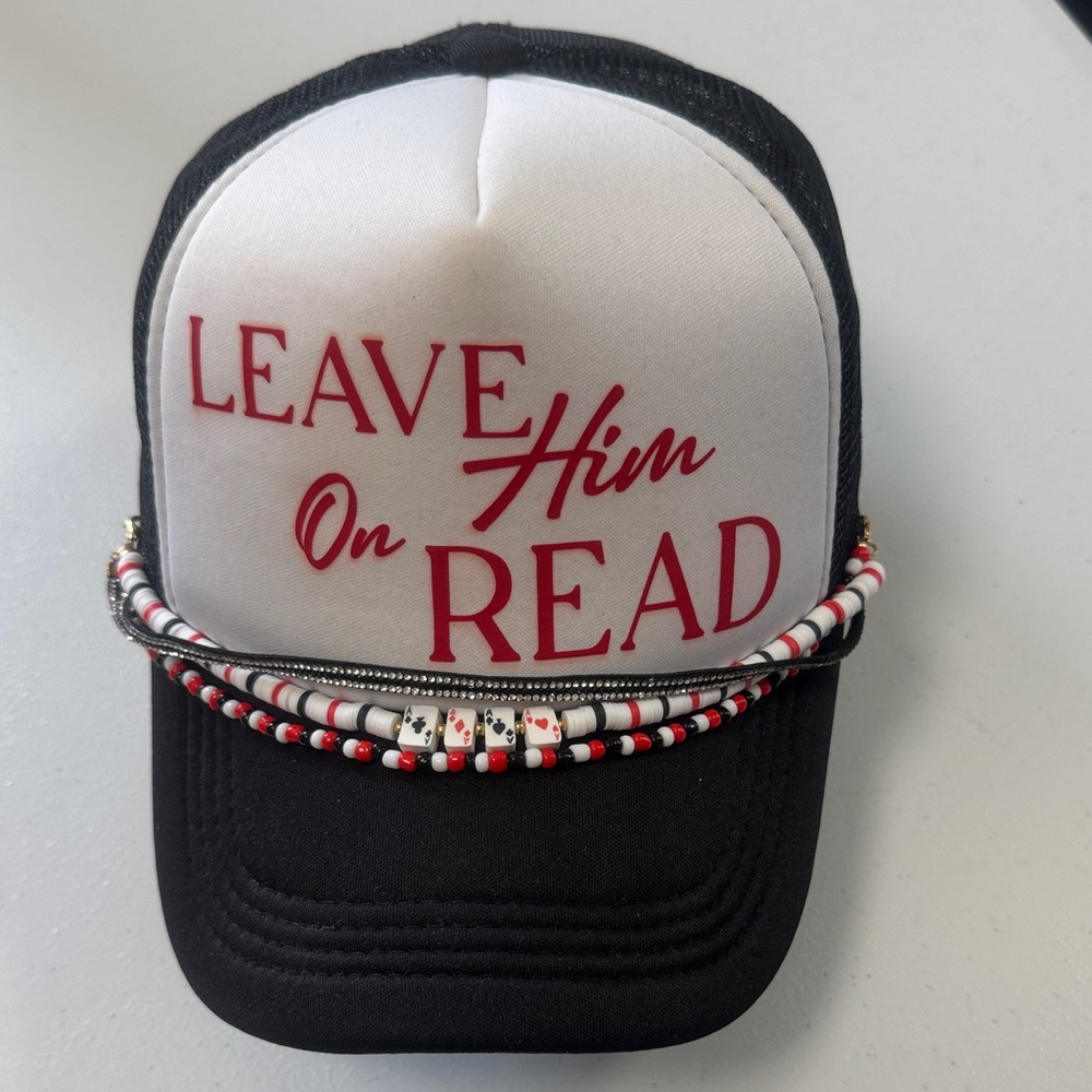 Black and White Cap with Red Accents